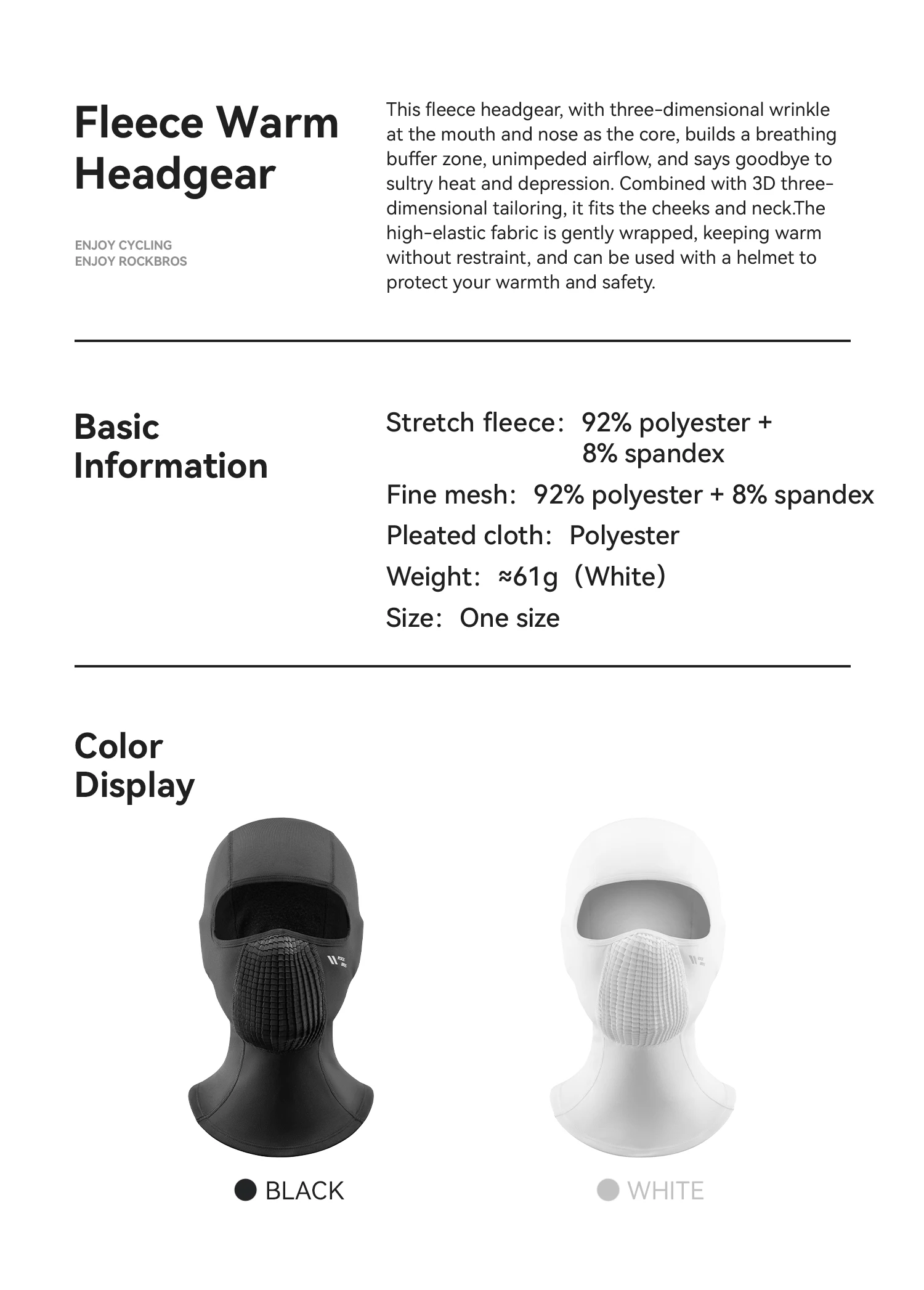 Stretchable cycling face mask fit