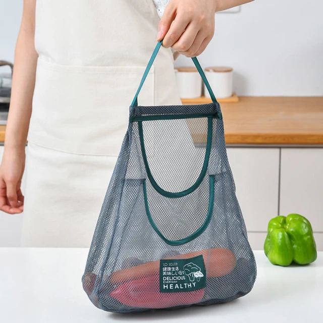 Konyha Függő Hálózsák Újrahasznosítható Otthoni Gyümölcs- És Zöldségtároló Nettó Táska Gyömbér Fokhagymás Burgonya Hagyma Konyhai Tárolás - Image 6