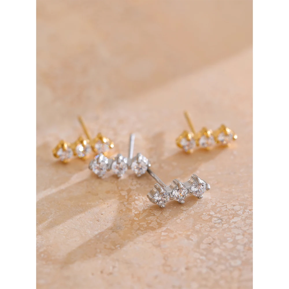Yhpup Cubic Zirconia Stud Earrings Women Stainless Steel