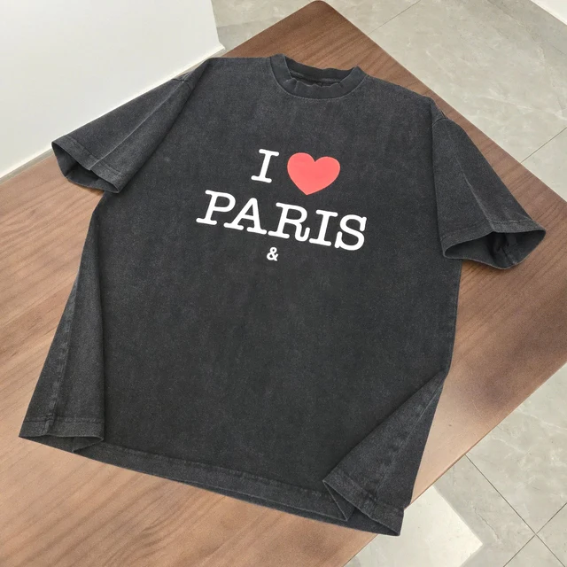 [최신|인기상품]파리올림픽티셔츠 => 남녀공용 힙합 오버사이즈 코튼 I Love Paris 티셔츠, 럭셔리 파리 올림픽 한정 티셔츠, 베스트 버전 24SS [ChinaNOW | 추천상품]
