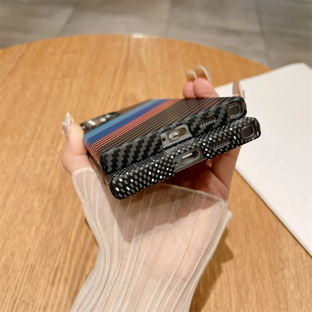Luxury Matte Kevlar Carbon Fiber Phone Case with Magsafe Compatibility