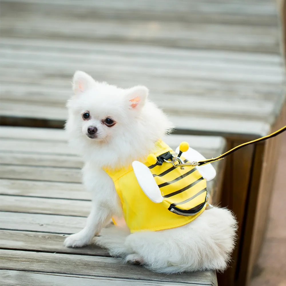 

Bee Comfortable Breathable with Snack Bag Cloth Dog Accessories Dog Harness and Leash Dog Chest Strap Kitten Vest Puppy Clothes