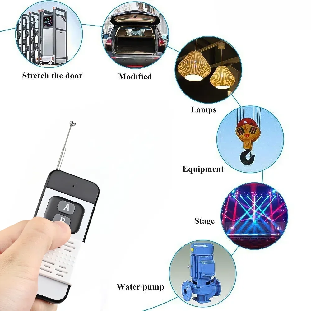 Interruttore di telecomando senza fili RF ad alta potenza 433Mhz AC85-220V 30A 1000M per lampada da soffitto pompa ventola di scarico per ufficio fattoria di fabbrica - immagine 5