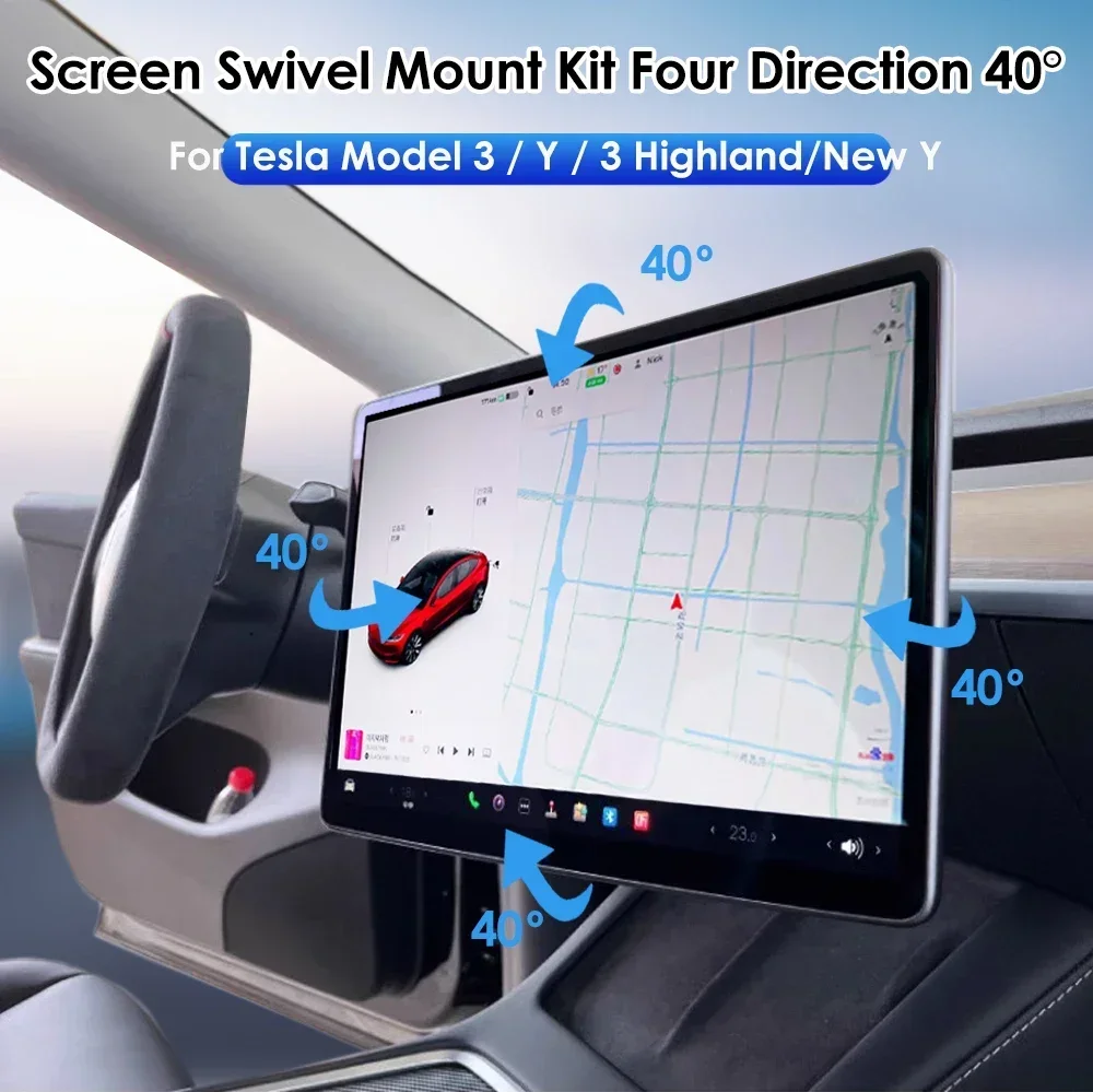 Center Console Screen Rotating Bracket For Tesla Model 3 New Y Juniper LHD 40 Degree GPS Navigation Holder Swivel Mount