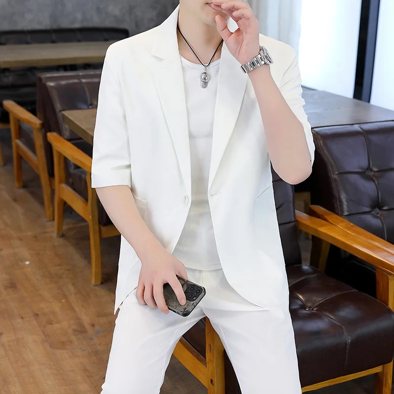 

K-Ice silk suit men summer thin men's wear
