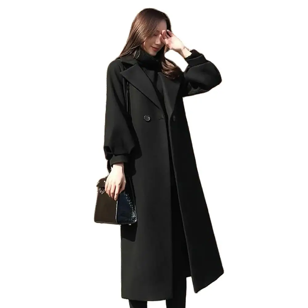 Neri Hepburn Fashion Woolen Coat Female 2024 New Korean Temperament Long Woolen High-end Leisure Windbreaker Female