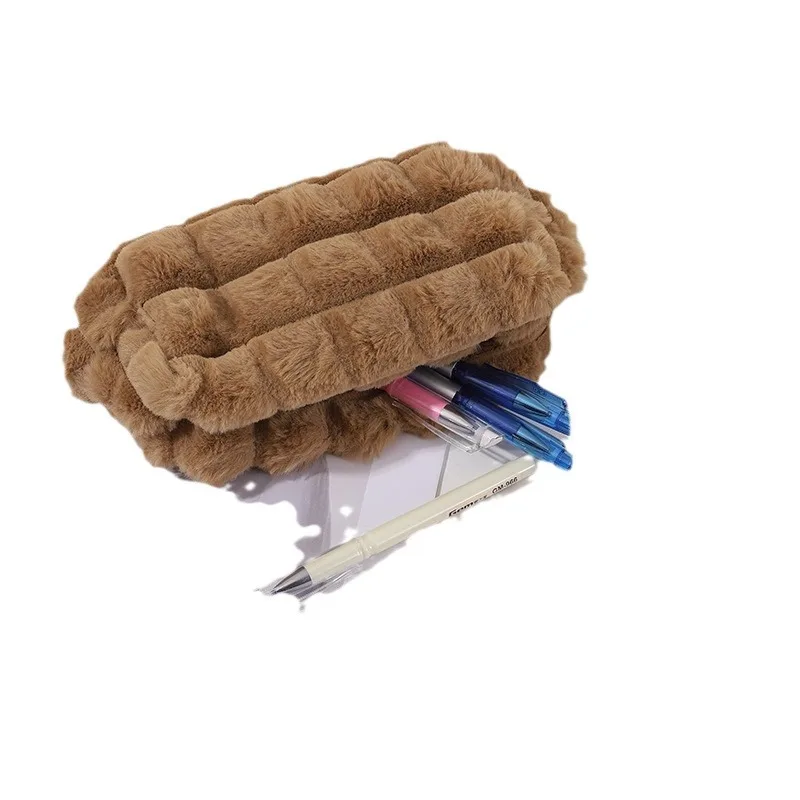 코듀로이 베개 봉제 필통, 사무용품 지퍼, 학용품, 화장품 가방 보관함, 코듀로이 메이크업 가방