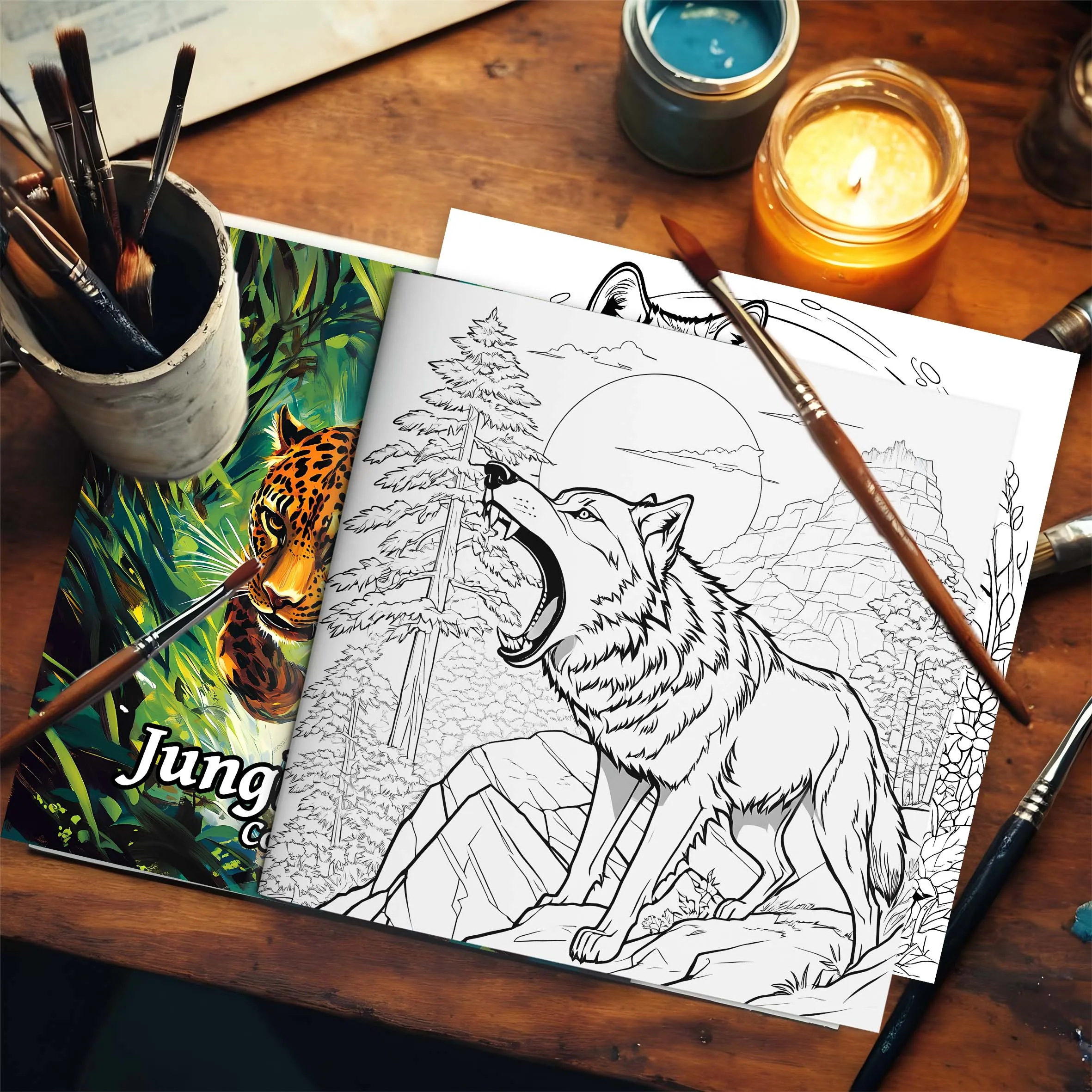 Jungle Animals coloring Book Teenagers Colouring Book,24 Different Patterns,Stress Relief,Birthday Gift Adults Picture Books 6