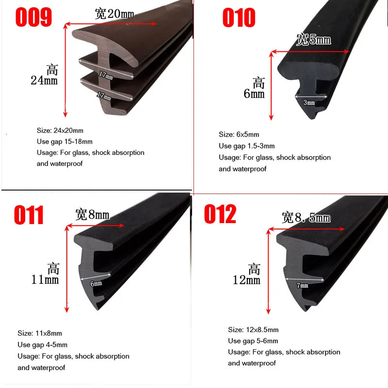 1M T Shape Aluminum Alloy Door And Window Glass Fixed 90 Rubber Sealing Strip Weatherstrip Gap Filler Wind Stopper Rubber