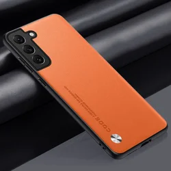 Luxury Leather & Silicone Protective Phone Case Cover - S23 Plus (Orange)