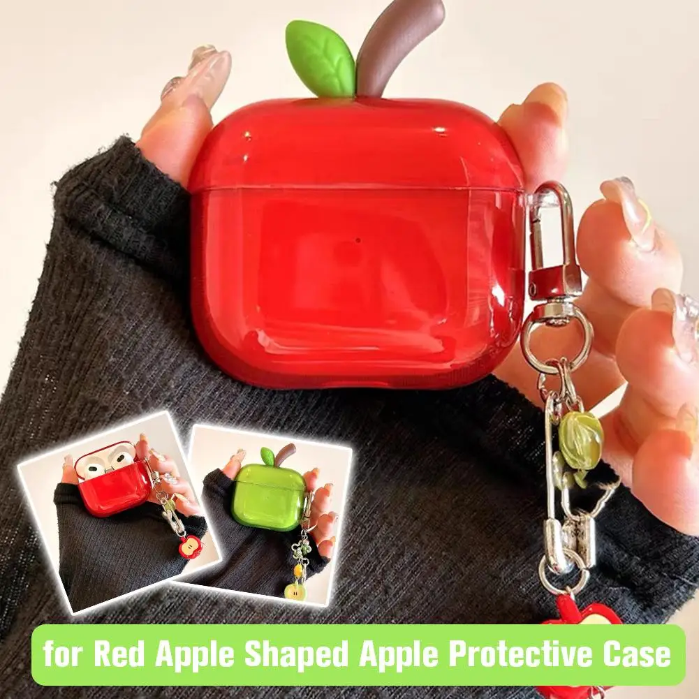 Creative Apple-Shaped Transparent Shockproof Earphone Case Cover Accessories