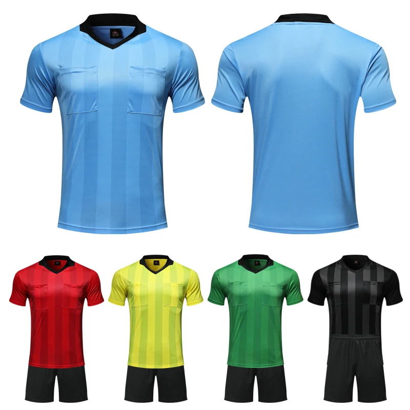 Mens Football Referee Uniform Shirt Sets Multiple Color Optional Judge Breathable Soccer Referee Jersey football uniforms
