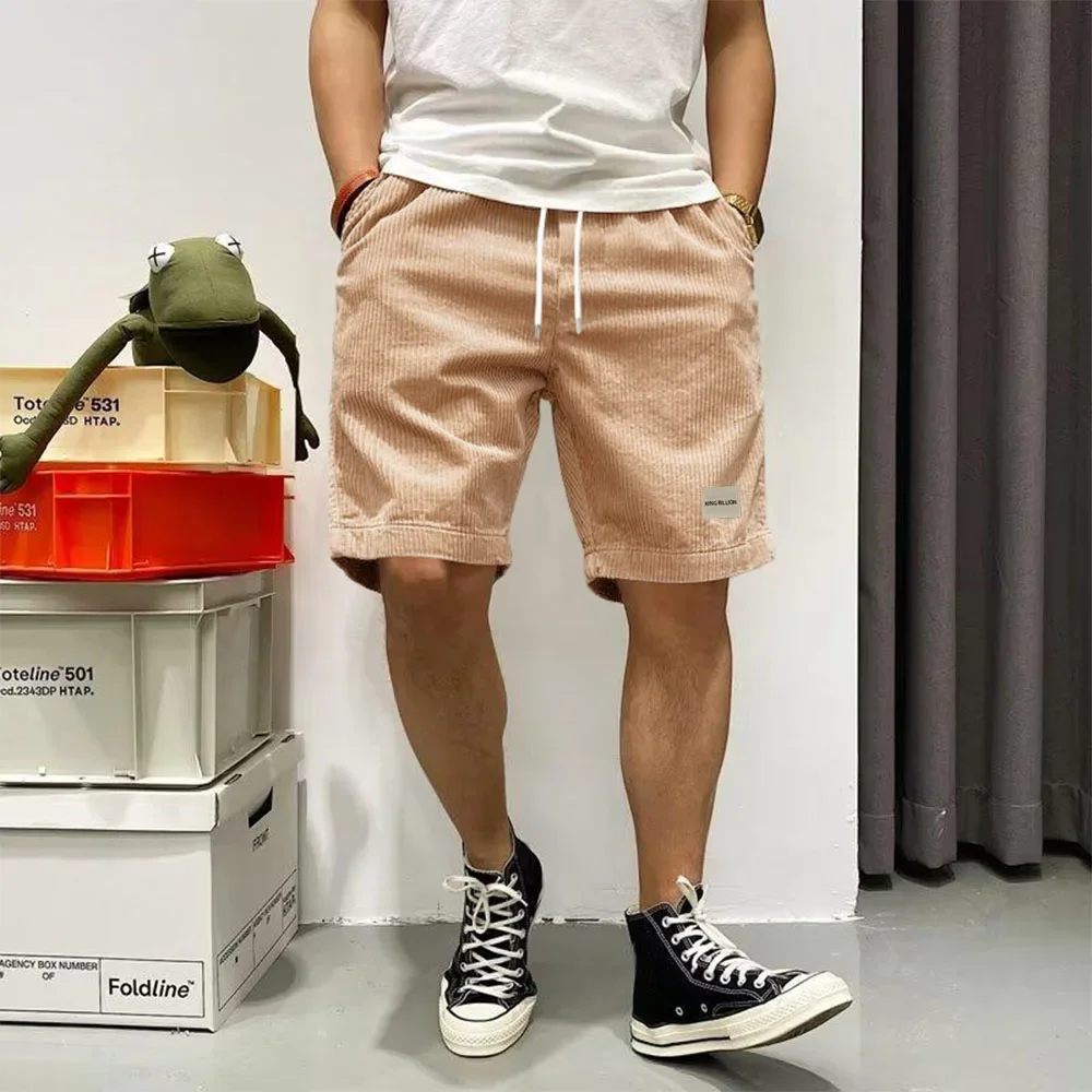 Men's Summer Shorts Corduroy Short Pants Baggy Loose Basketball Shorts Casual Male Sweatpants Elastic Waist Sports Shorts 3
