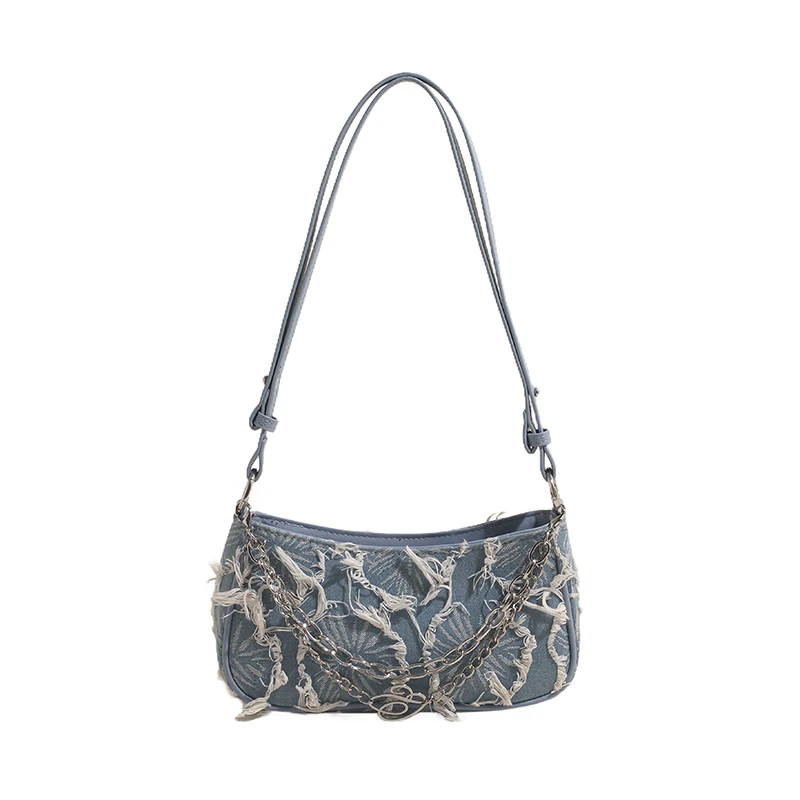 New Chain Women's Denim Handbag Fashion Brand Shoulder Bag Luxury Designer Crossbody Bag Ladies Casual Tote Clutch Bag