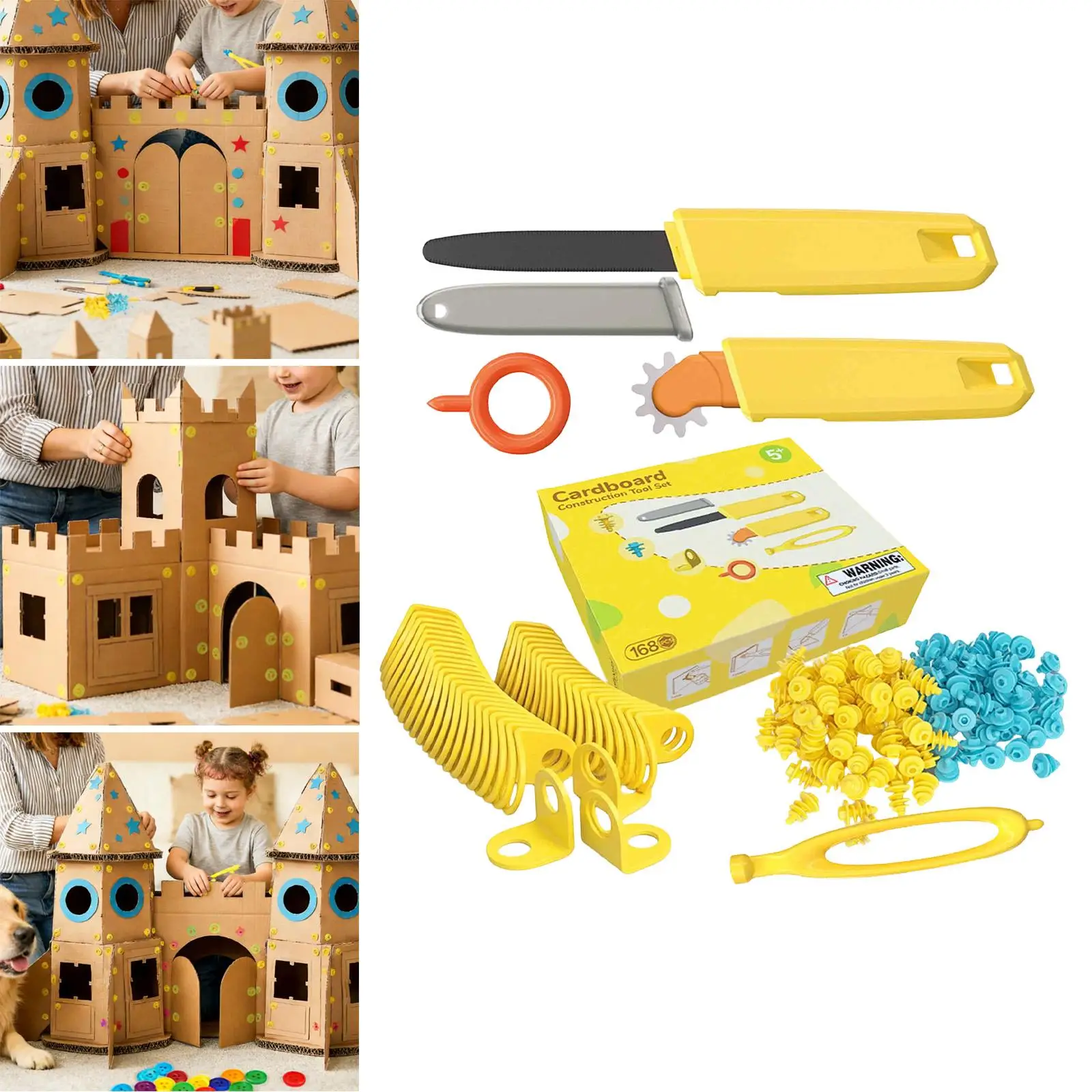 168Pcs Cardboard Construction Tool Kit Educational Toy for School Boys Girls