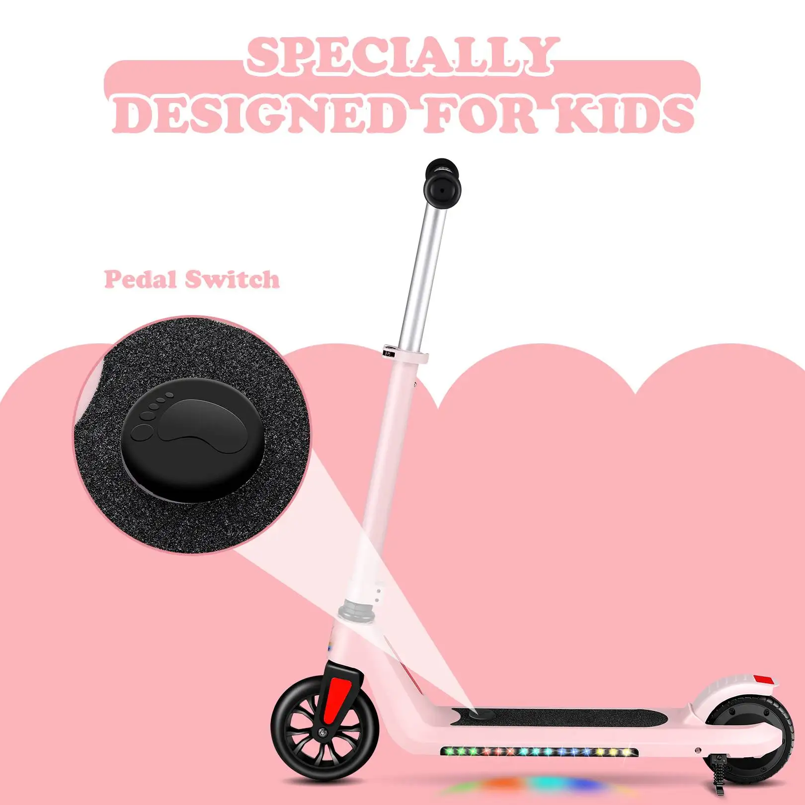 Electric Scooter for Kids, Adjustable Height & Speed, 150W Kids Electric Scooter Ages 6-14, Max 10 Mph & 7 Miles, 80 mins Ride