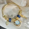 Cross-border Gold Bracelet Watch Adjustable opening Alloy bracelet Quartz Watch Beaded Small flower bracelet Watch 3