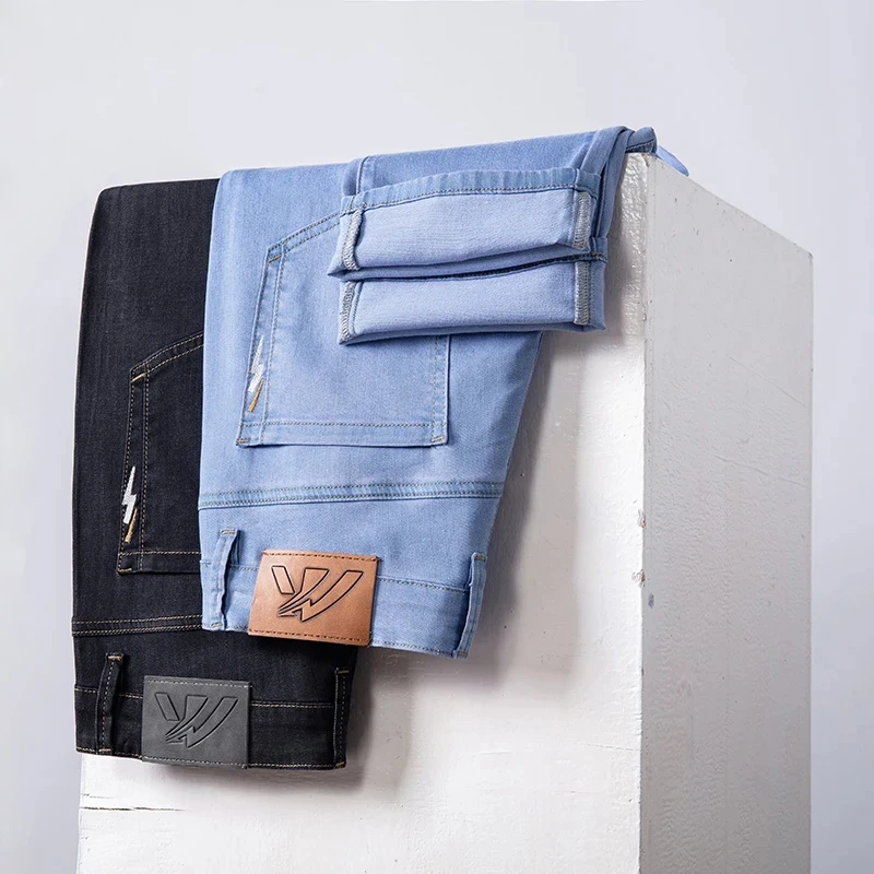 

Brand Men's Clothing Jeans Thin Lyocell Comfortable Straight Loose Breathable Business Casual Male Denim Trousers
