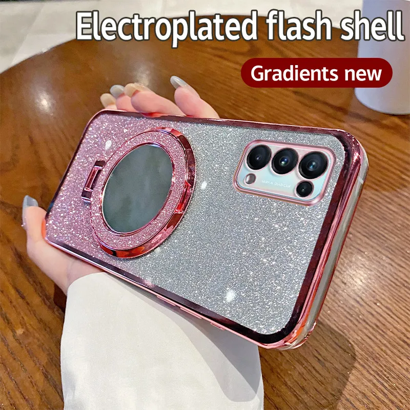 Mirror Glitter Case with Magnetic Bracket and Bling Soft Finish
