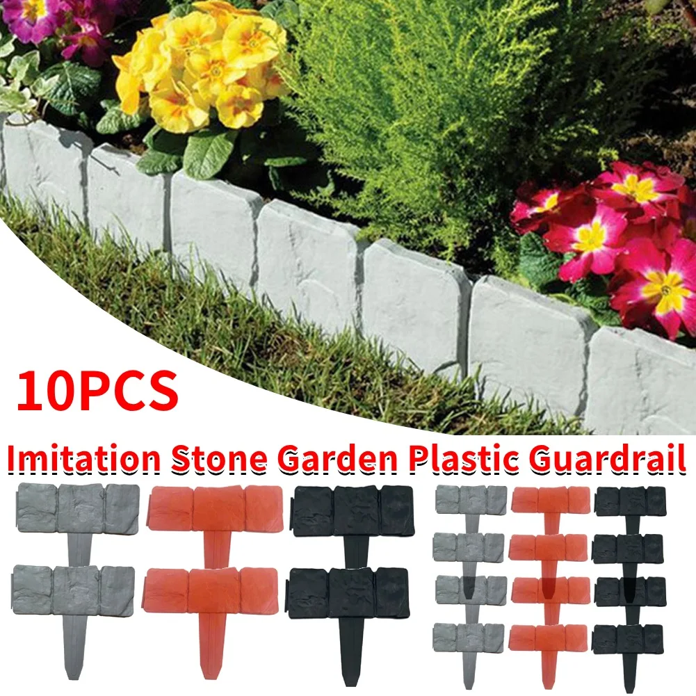 10pcs Garden Landscape Edging Borders Insert Plastic Interlocking Lawn Edge DIY Easy Installation for Outdoor Patio Balcony Yard
