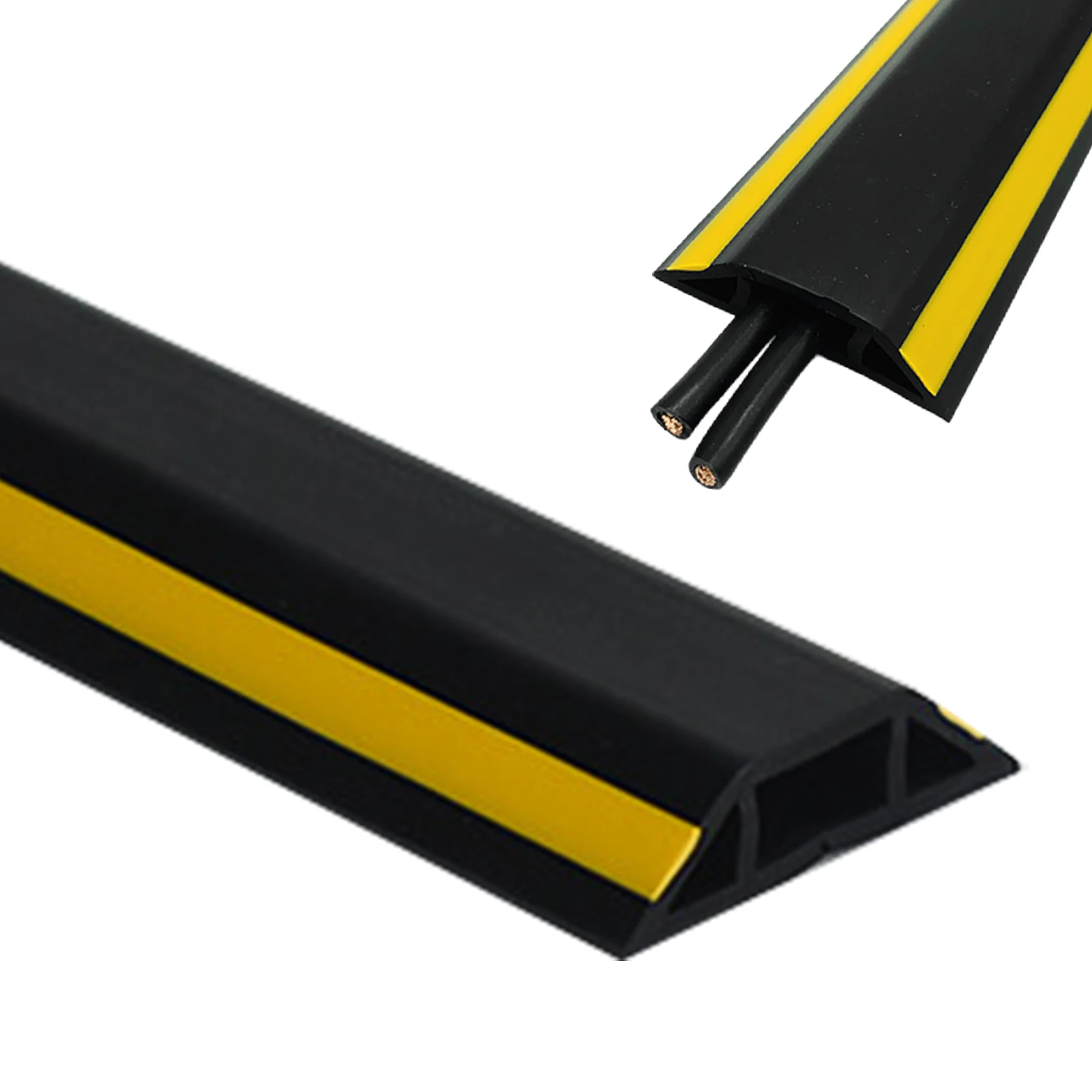 2m Floor Cable Cover Flexible PVC Home Office Self Adhesive Indoor Outdoor Wire Hider Workshop Practical Cuttable Protector tv cord cover