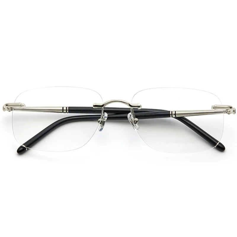 

LXY Men Oversized Rimless Frame for Prescription Eyewear Business Square No Resin Lens 54-17-150 Plank+Titanium Rim710