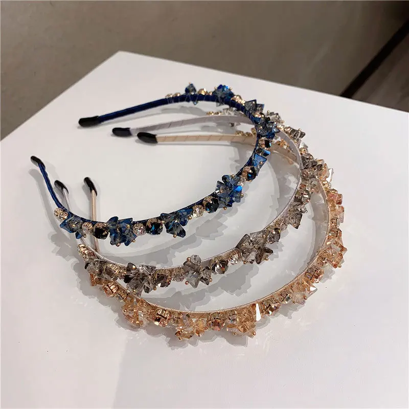 South Korea Crystal Rhinestone Headband Net Red INS French Elegant Headband Banquet Hair Pressure Hair Headdress Women jewelry accessories hair accessory hair headdress hair band crown