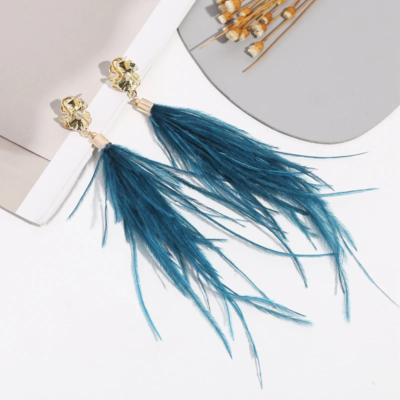 Buy Ostrich Feather Earrings, Long Feather Earrings, Boho Feather Earrings  in Beige, Brown and Coral Colors. E016 Online in India - Etsy