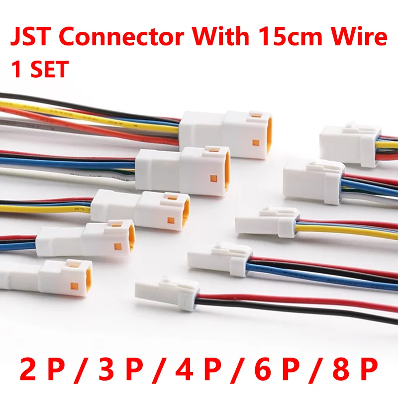 2P 3P 4P 6P 8P 0.6 MM Waterproof Wire Connector Plug Male And Female Socket With Cable JST JWPF Electrical Connectors