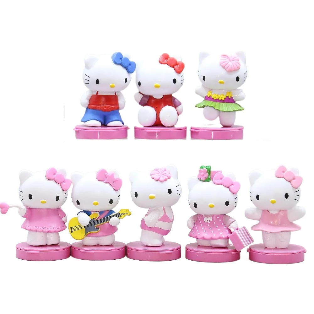 

Горячая Распродажа Kawaii Pink Hello Kitty 6,5 см Diy настольное украшение 3d Аниме Sanrios кукла Baby Shower торт украшение автомобиля подарки