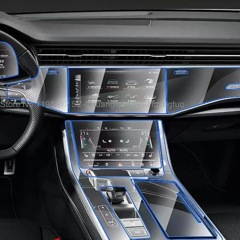 

TPU Protective Film For Audi Q7 Q8 2020 2021 2022 2023 Gearbox Panel Dashboard Sticker Interior Anti-Scratch Car Accessories