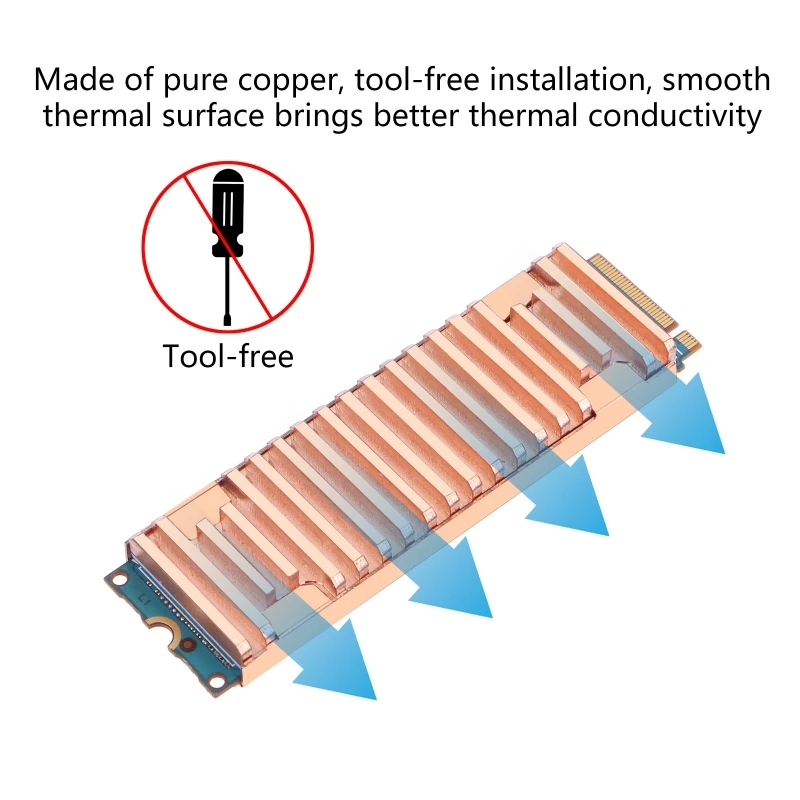 SSD Heatsink M.2 NGFF Solid State Hard Drive Heatsink Ultra Thin Pure Copper Radiator M2 NVME NGFF 2280 PCIE SSD 70x23mm