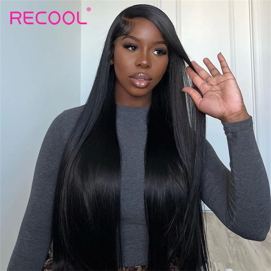 Recool Ready To Go Straight Lace Wig 6&times;5 13&times;4 13&times;6 Lace Front Human Hair Wig Preplucked 200 250 Density HD Frontal