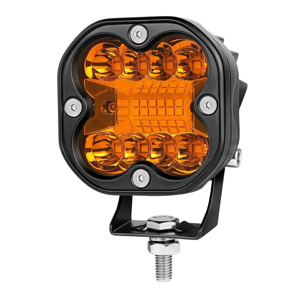 

3-inch Amber Led Work Light 160w 3500k 16000lm 12v-24v Quad Row Cube Pod Spotlight Floodlight Fog Lamp