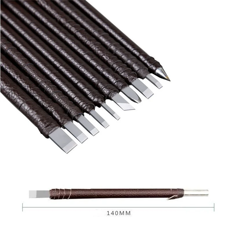 Toolso Stone Carving Tool 10pcs High-Carbon Steel Carving Chisels/Knives  Kits 