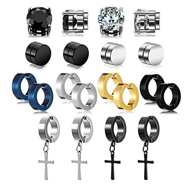 Blue Magnet Earrings for Boys/Men/Girls/Women/Unisex (2 Pcs) Stainless  Steel Magnetic Earring