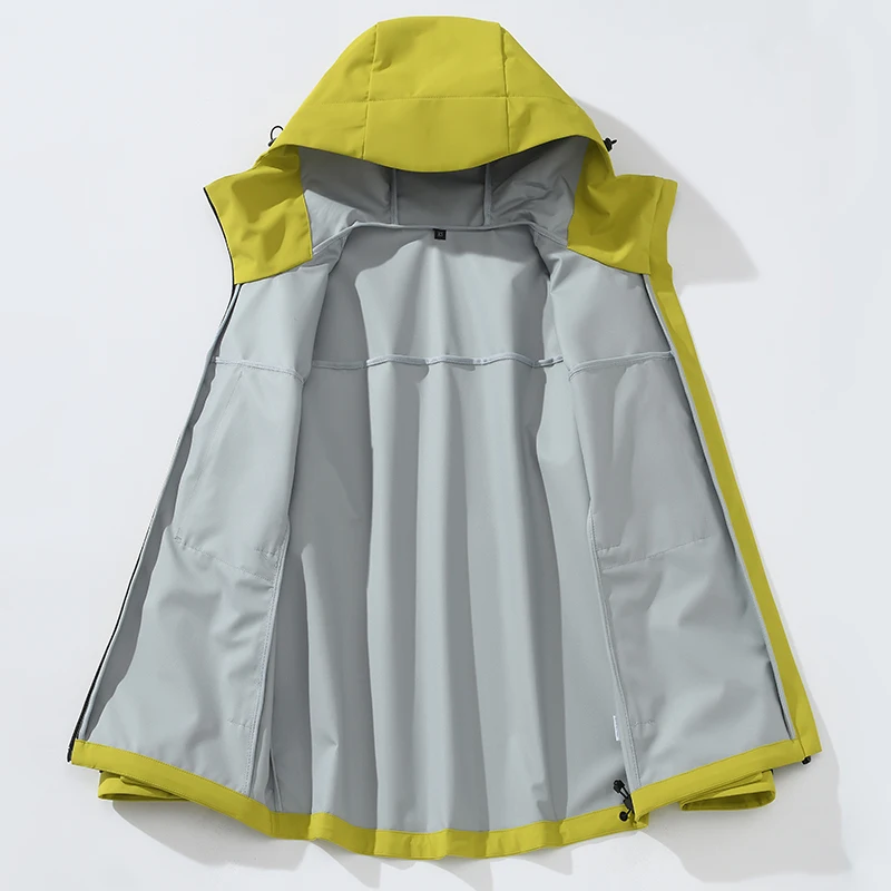 EUMERGX Unisex Waterproof Windbreaker Jacket Single-Layer Raincoat For Hiking Camping Certified Moderate Rain Protection