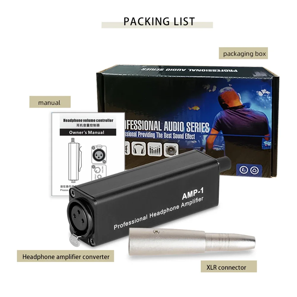 Headphone Amplifier Converter XLR To 3.5MM Audio Interface Passive Amplifier Aluminum Alloy Used In Stage Performance Studio