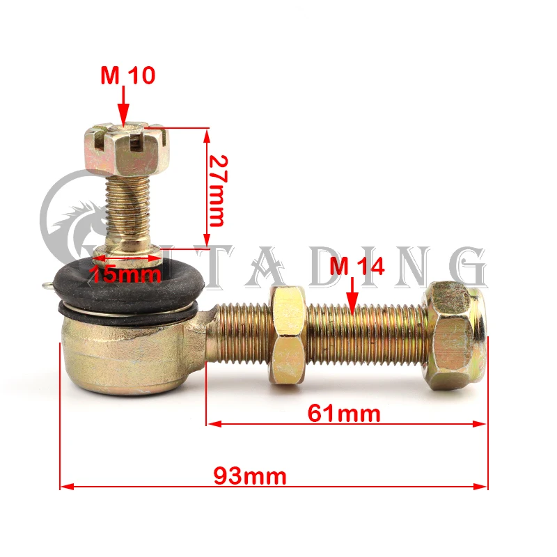 M14X60mm M10 Adjustable Ball joint Kit atv accessories For 50cc 70cc 90cc 110cc 125cc 150cc 200cc 250cc Chinese young bull ATV Quad 4-Wheel