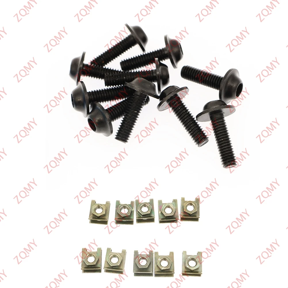 Pack Of 10 Motorcycle Fairing Spire Clips & Std. Stainless Bolts M5 5mm X 16mm E - Foto 4