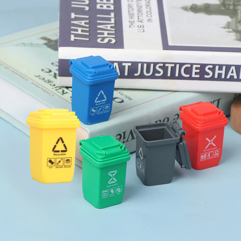 5pcs/set 1:12 Dollhouse Miniature Trash Can Model Furniture Accessories For thumbnail 6