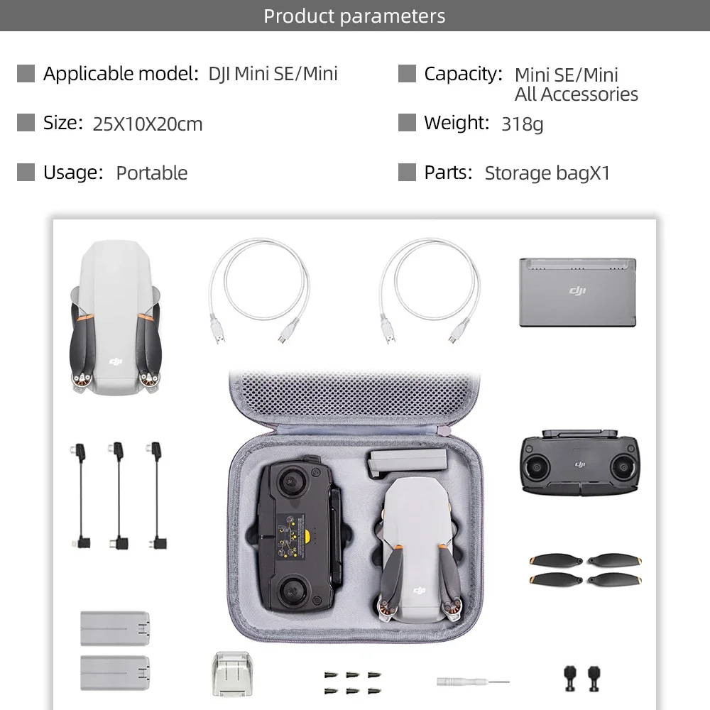 Sac de Transport pour Drone DJI MINI SE/Mini - Gris Clair