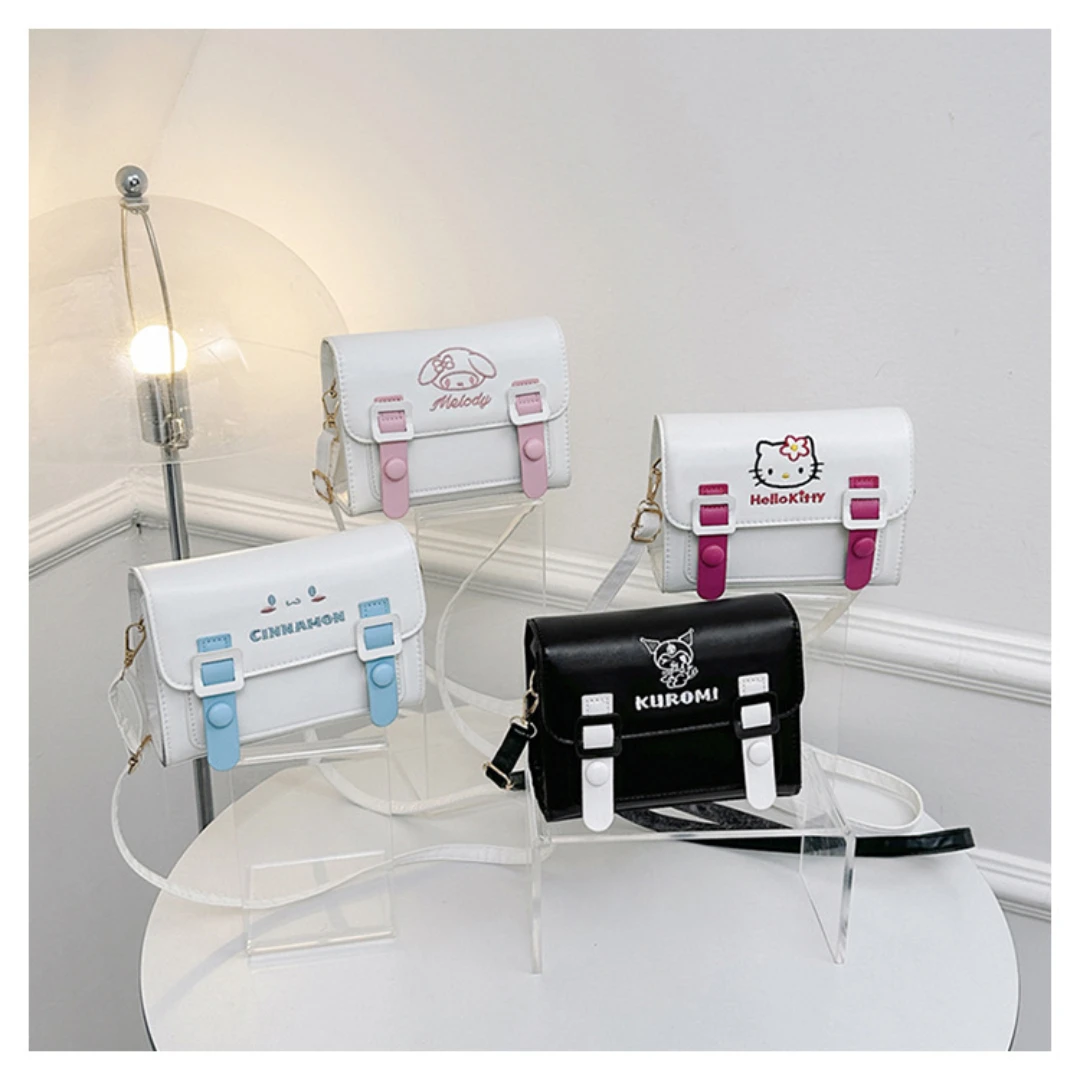 

Sanrio Hello Kitty Crossbody Bag Kawaii Square Bag Anime Messenger Bag Cute Cinnamoroll Girl'S Faux Leather Shoulder Bag