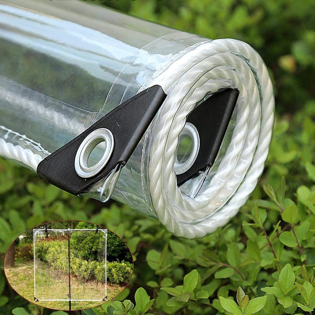 Waterproof Transparent Pvc Tarpaulin With Eyelets Weatherproof Foldable