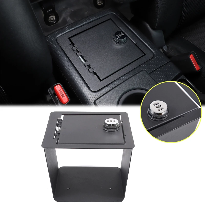 For Toyota FJ Cruiser 2007-2021 Black Car Armrest Storage Privacy Password Lock Security Safe Box Car Interior Accessories