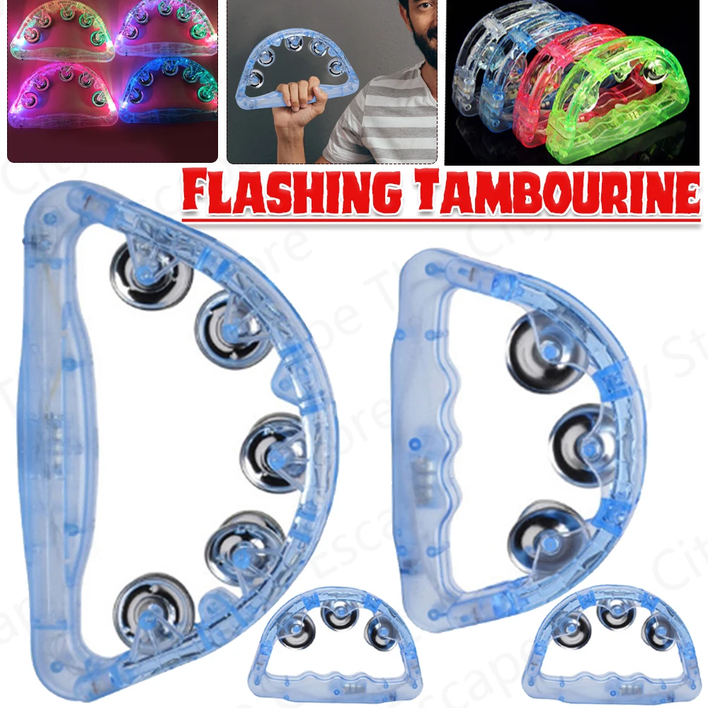 Flashing Tambourine LED Noisemakers for Party Kids Musical Instrument Shaking Sensory Toys
