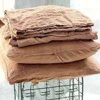 3PCS 100% Washed Linen Sheet Set, Natural Flax Bed Sheets 2 Pillowcases, Breatherable Soft Farmhouse Bedding Bedsheet Flat Sheet 5
