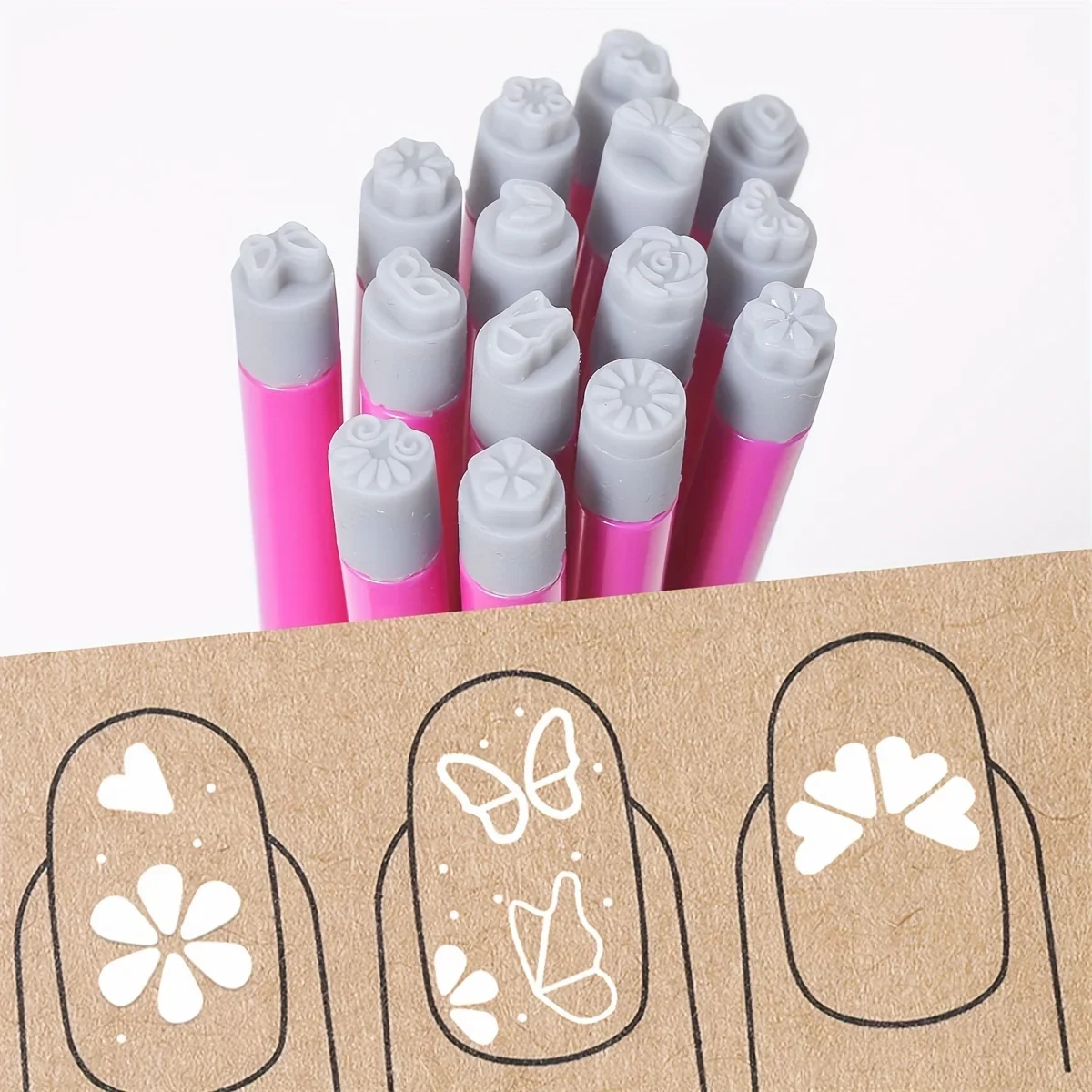 Nail Art Stamp Pen Set Flower Butterfly Pattern Nail Transfer Print Tool Non-Alcoholic Stamping Kit 4/6/10/12pcs For Women nail art tools nail art pen