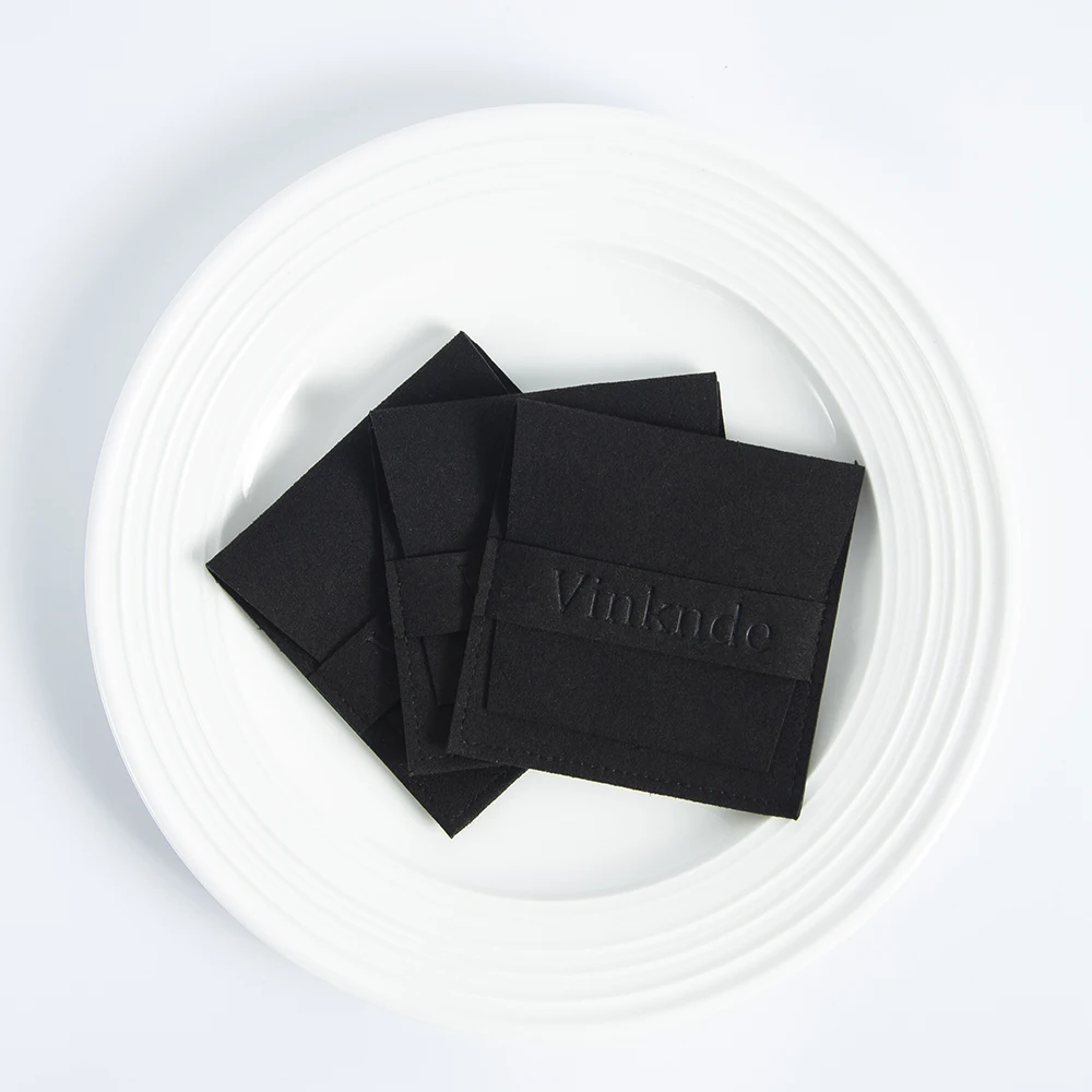 100pcs Black Microfiber Gift Mini Bags Custom Logo Print Jewelry  Earrings Ring Organizer Pouch Wedding Favor Candy Cosmetic Bag