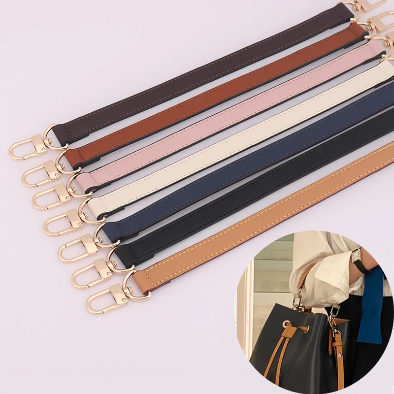38cm Genuine Leather Strap Handbag Bag Belt DIY Bags Handle With Silver Gold Black Hardware Replacement Short Bag Straps